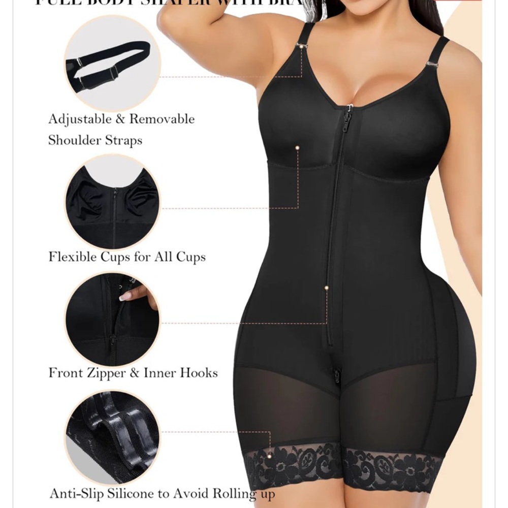 Yianna Front Zip Full Bust Mid-Thigh Faja Bodysuit - Picture 1 of 10